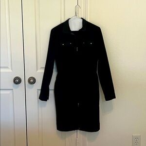 PerSe forest green shirt waist dress. Self belt.  Size 6